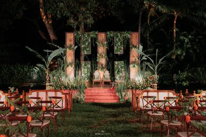 Stage and Backdrop — Reception decor — Vaibhavi x Mani